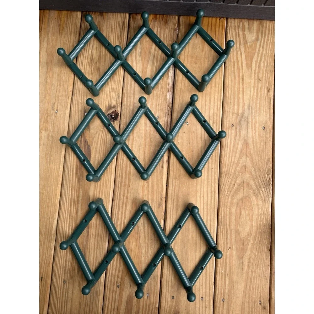 3 Vintage Accordion Plastic 10 Peg Rack Hanger Wall Cottage Core Bohemian